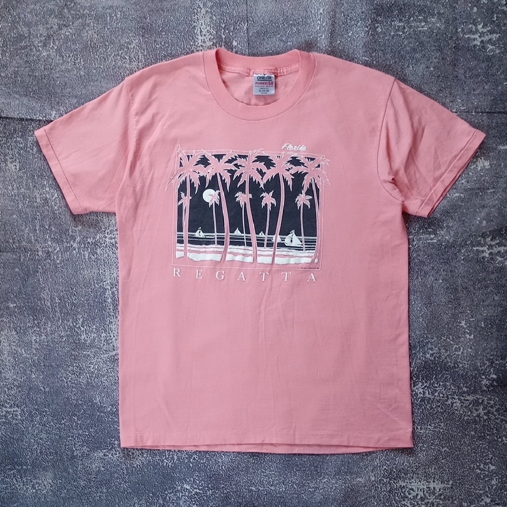 Vintage 1989 ONEITA REGGATTA FLORIDA SUNSET Single Stitch Graphic T-SHIRT